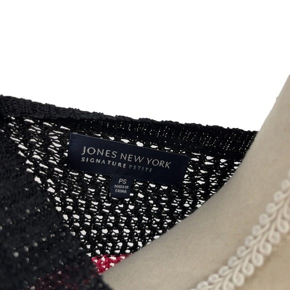 Jones New York Signature Striped 3/4 Sleeve Open Knit Sweater Womens Petite S - Picture 12 of 13